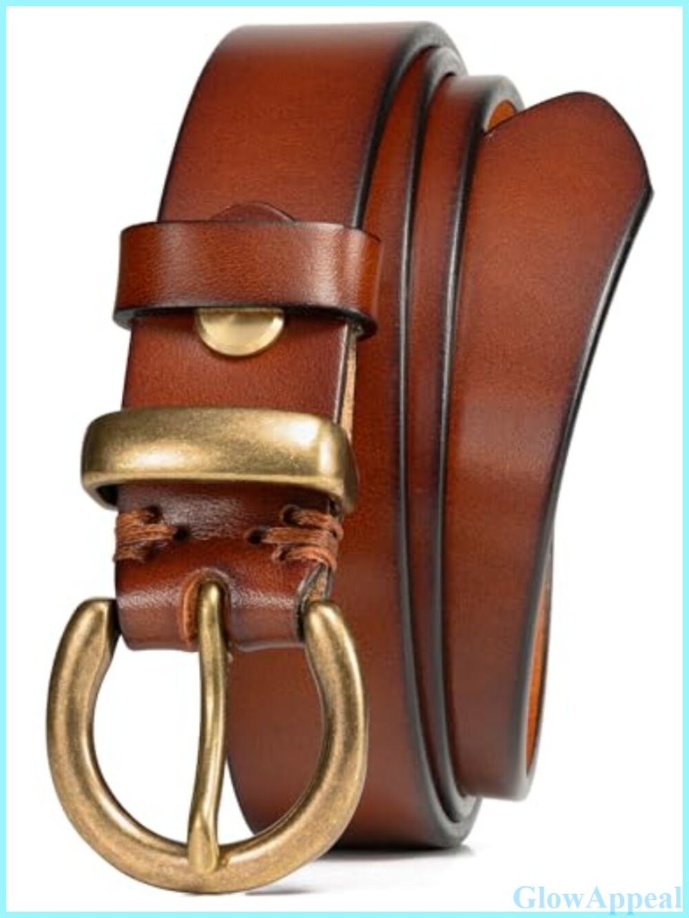 100% Italian Full Grain Leather Belt with Vintage Brass Buckle